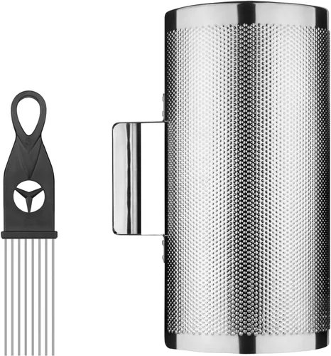 Abuff - Instrumento Guiro de metal, 12" x 6" Guiro Shaker de acero inoxidable con raspador Instrumento de percusión latina herramienta de