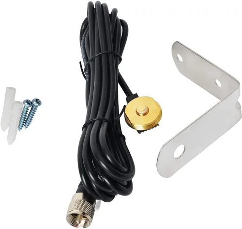 Miniatura 9 de Antenas HYS para aficionados Antena de doble banda NMO de 20 pulgadas VHF 144/UHF 430MHz Montaje en forma de L NMO Antena de radio móvil con soporte