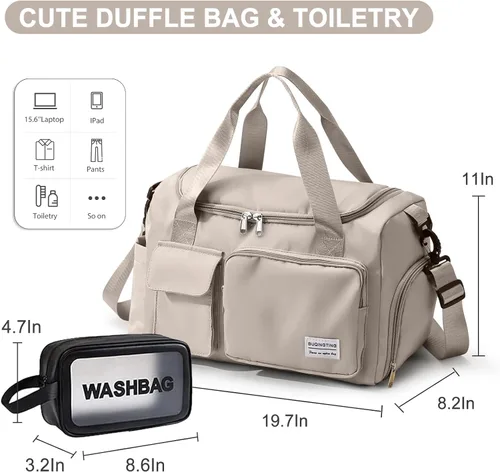Miniatura 188 de Pequeña bolsa de gimnasio para mujer, bolsa de viaje con compartimento para zapatos