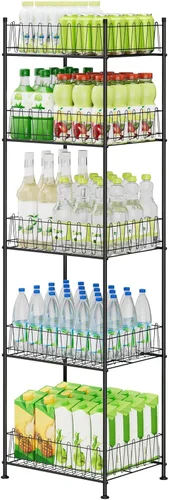 Miniatura 9 de Organizador de botellas de agua de 3 niveles para botellas de agua, estante de almacenamiento de metal para bebidas y refrescos, soporte para Negro