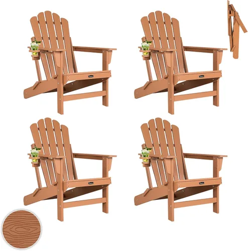 Miniatura 51 de FUNBERRY Juego de 6 sillas plegables Adirondack para todo tipo de clima, sillas para hogueras de polietileno de alta densidad con portavasos