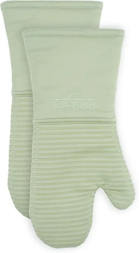 All-Clad Guantes de Horno de Silicona: Resistentes al Calor hasta 500 Grados - 100% Algodón y Silicona, Guante de Horno de 14"x7" para Cocina y