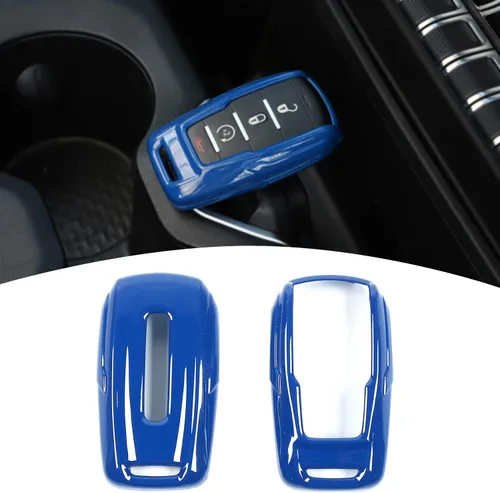 Funda de llavero ABS para Dodge RAM 1500 2500 3500 2018-21023, carcasa protectora de llavero inteligente sin llave (azul)