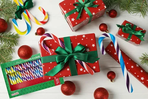 Miniatura 8 de Bastones de caramelo de Navidad, sabor afrutado multicolor arcoíris, envueltos individualmente (paquete de 48)
