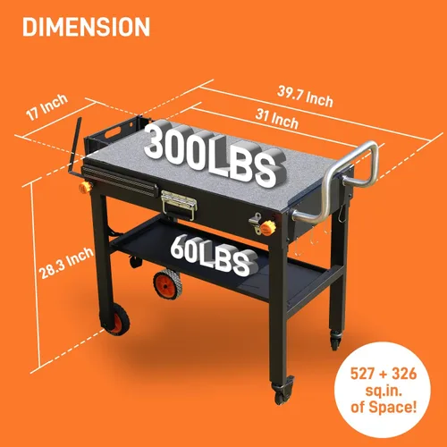Miniatura 6 de Mesa de parrilla portátil para exteriores, carrito plegable sólido y resistente, soporte de parrilla Blackstone gran espacio, mesa Blackstone