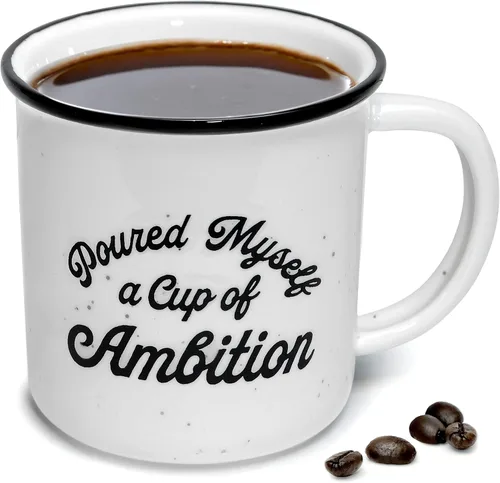 MAINEVENT Taza de café de cerámica con texto en inglés «Pour Myself a Cup of Ambition» de 11 onzas, regalo para mujeres