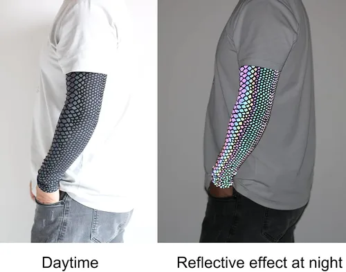 Miniatura 2 de LZLRUN - Mangas de compresión holográficas reflectantes de arco iris, 1 par