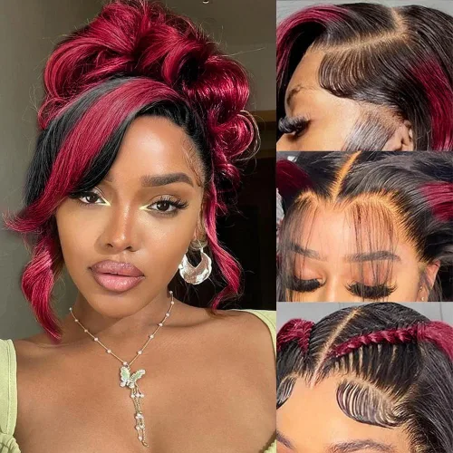 Miniatura 8 de BAIICS Pelucas de cabello humano rubio miel con encaje frontal transparente HD de 13 x 6 pulgadas, peluca frontal de encaje transparente HD 12A