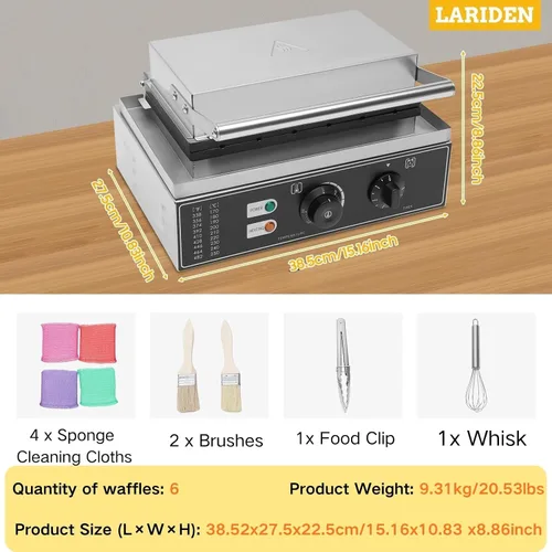 Miniatura 3 de Máquina de gofres comercial, máquina de gofres antiadherente, máquina de gofres para restaurante que hace gofres individuales con controles