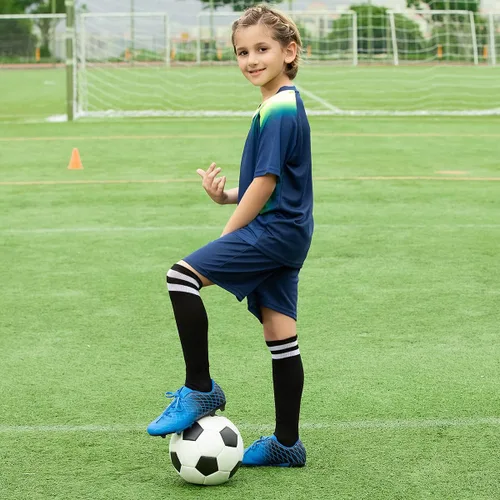 Miniatura 3 de JABASIC - Tacos de fútbol para exteriores para niños, zapatos de fútbol atléticos y firmes