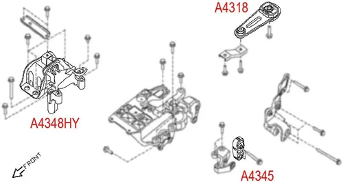 Miniatura 9 de Juego de soporte de motor de motor – Compatible con Nissan Sentra 2.0L 2007 2008 2009 2010 2011 2012 2.0L 3 piezas, A4318 A4345 A4348HY