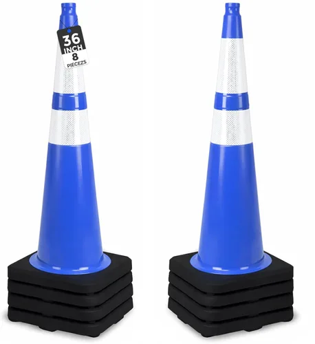Miniatura 18 de BESEA Paquete de 4 conos de tráfico azules de 12 pulgadas con collar reflectante de 4 pulgadas, conos de seguridad de PVC resistentes con base