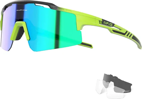 KAPVOE Gafas de sol polarizadas para ciclismo y deportes, para hombres y mujeres, UV400 MTB para bicicleta de montaña con 3 lentes K75
