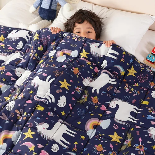 Miniatura 9 de Sivio Manta con peso de 5 libras, manta de regazo con peso de dinosaurio azul, manta transpirable pesada para dormir, lavable, 36 x 48 pulgadas
