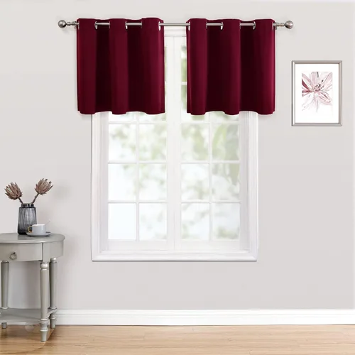 Miniatura 67 de ChrisDowa - Cortinas de cenefa pequeñas para cocina, cortinas cortas con ojales y aislamiento térmico para oscurecer la sala y habitación
