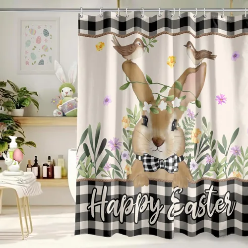 Miniatura 17 de Cortina de Ducha Feliz Navidad 72x72 Pulgadas Cortinas de Ducha de Reno Navideño para Baño con Ganchos Decoración Navideña de Baño Hogar Vacaciones