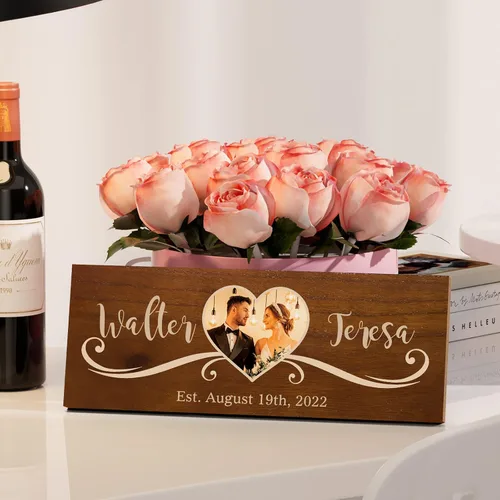 Miniatura 2 de Bemaystar Regalos de boda personalizados, letreros de madera con nombre, foto, fecha, para recuerdos únicos de aniversario, recuerdos de amor