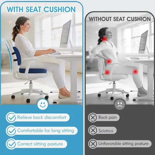 Miniatura 3 de CushZone Cojín de asiento, almohada de apoyo lumbar con correa ajustable, cojines para silla para aliviar el dolor de ciática, con funda lavable