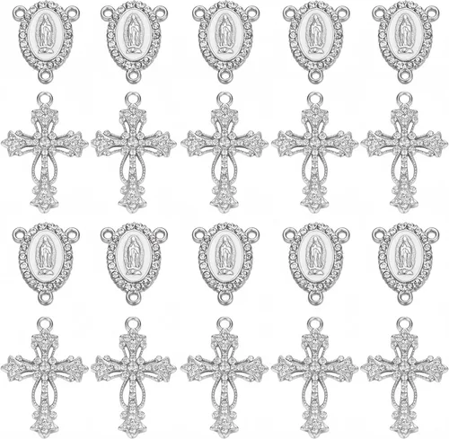 Miniatura 7 de Jiali Q Juego de 20 piezas de conectores cruzados y colgantes de diamantes de imitación para la fabricación de joyas (dorado)