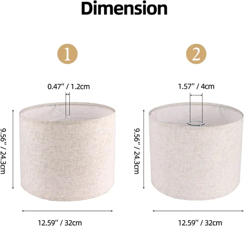 Miniatura 2 de Juego de 2 pantallas para lámpara de tambor de tela, 12.6"Dx9.5"H, para lámparas de mesa, de pie y colgantes, pantallas (ajuste de araña), pantallas