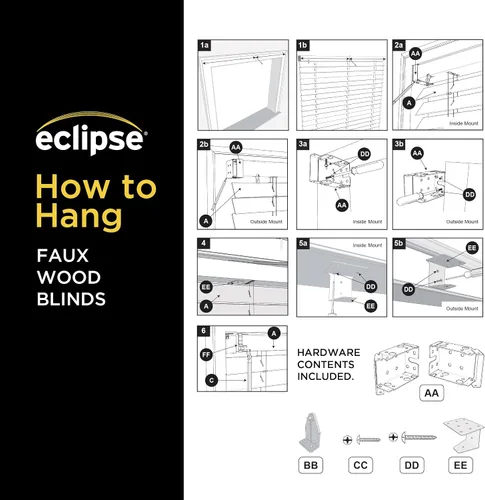 Miniatura 9 de Eclipse Persianas de madera falsa de 2 pulgadas, 23.5" de ancho x 64" de largo en roble oscuro - Persianas sin cordón, Certificadas como seguras