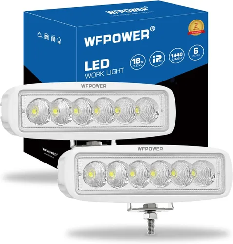 WFPOWER Paquete de 2 luces LED marinas impermeables, 6 pulgadas, luz de inundación para lancha, accesorios de barco, pontón, pesca, camión, SUV,