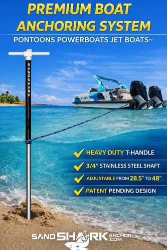 Miniatura 7 de Ancla SandShark - Ancla de tornillo premium para barco, ancla para barco de pontón, poste de ancla para agua poco profunda de acero inoxidable