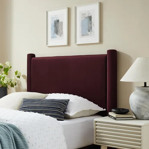 Miniatura 13 de Modway Rael - Cabecero tapizado para cama individual con pilares en Alabastro – Cabecero de terciopelo – Cabecero de terciopelo de terciopelo
