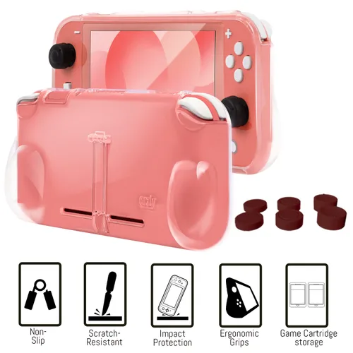 Miniatura 6 de Orzly Accessories Bundle Compatible for use with Nintendo Switch Lite - Protective Case & Screen Protector, USB Cable, Games Holder, Grip Case, Coral