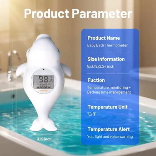 Miniatura 7 de Doli Yearning Termómetro de baño para bebés recién nacidos y bebés, monitor digital flotante de temperatura del agua con temporizador y pantalla