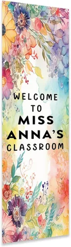 Miniatura 25 de Andaz Press Letrero de bienvenida vertical personalizado para el aula de 13 x 47 pulgadas para profesores, letreros de puerta de aula, letrero