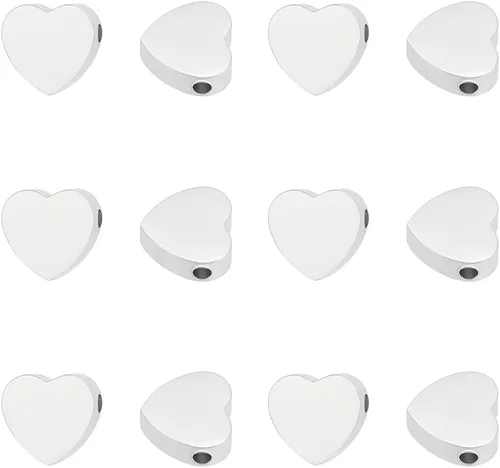 Miniatura 6 de UNICRAFTALE Color mixto, 12 cuentas europeas de 0.315 in, cuentas de acero inoxidable, cuentas espaciadoras de agujero de 0.079 in, cuentas sueltas