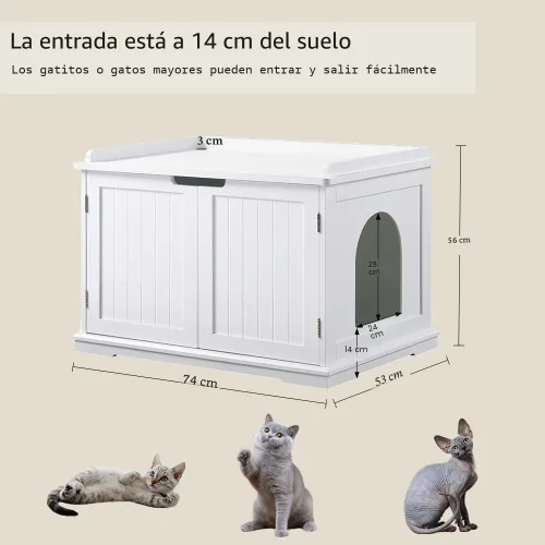 Miniatura 6 de unipaws Muebles de caja de arena para gatos, baño para gatos, cubierta de caja de arena oculta, gabinete para gatos grandes, cajas de arena