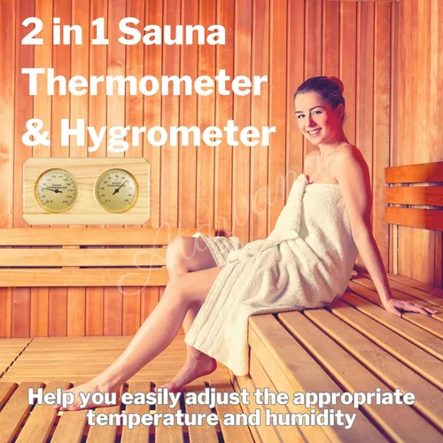 Miniatura 2 de Termómetro de sauna de madera 2 en 1, termómetro de sauna Atarvana para interiores, higrómetro, accesorios para sala de hotel y sauna, accesorio