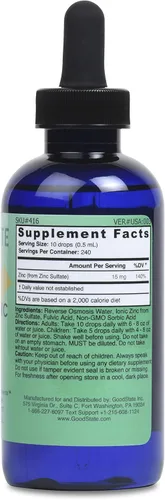 Miniatura 2 de Good State Zinc iónico líquido Plus - Ultra Concentrado (10 gotas equivalentes a 15 mg - 200 porciones por botella)