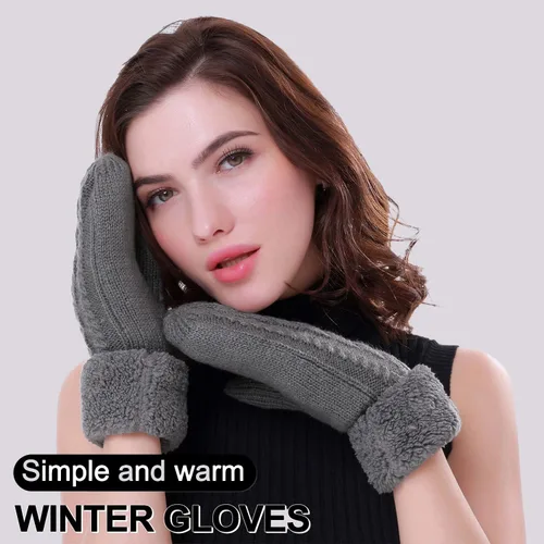 Miniatura 6 de Guantes de invierno para mujer, guantes de forro cálido, guantes gruesos de lana, guantes gruesos, accesorios para invierno y clima frío
