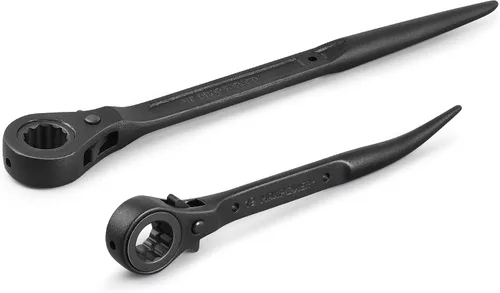 MAXPOWER 2 piezas de juego de llave de andamio de perfil bajo, trinquete de spud de doble zócalo de 7/8 pulgadas x 3/4 pulgadas, 17mm x 19mm métrico