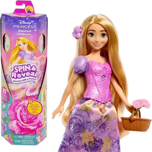 Miniatura 9 de Mattel Disney Princess Ariel - Juego de muñecas de moda, gira y revela con 11 sorpresas, incluyendo 5 accesorios, 5 calcomanías y escena de juego