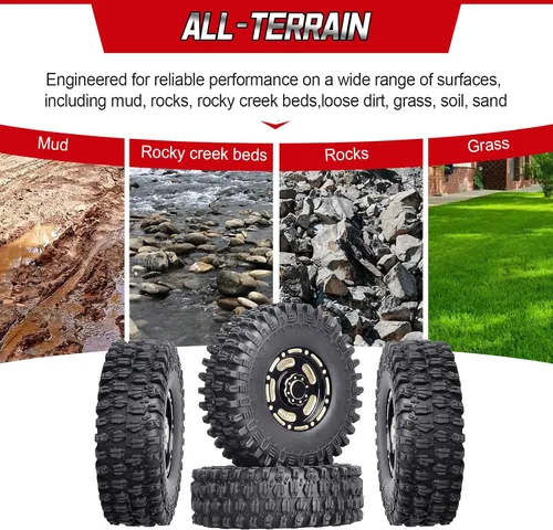 Miniatura 7 de HobbyPark Ruedas y neumáticos Beadlock de latón 1.0 para piezas de actualización TRX4M 1/18 SCX24 1/24 RC 1/18, juego de 4 (tipo A)