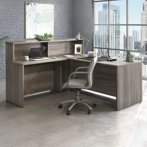 Miniatura 7 de OfficeWorks by Sauder Affirm estación de recepción, largo: 70.87'' x ancho: 70.87'' x H: 13.58'', Hudson Elm