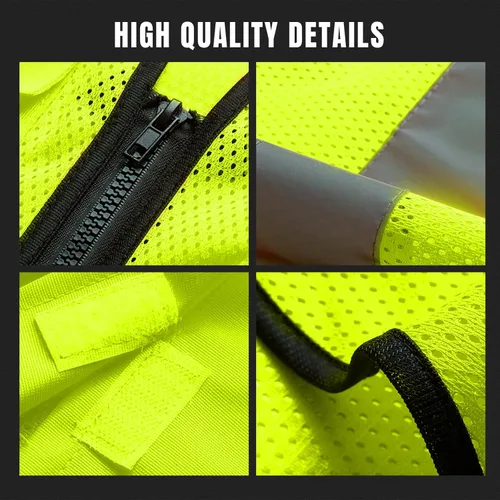 Miniatura 4 de Chaleco de seguridad con logotipo personalizado de alta visibilidad chaleco reflectante Ansi 5 bolsillos clase 2 Hi Vis seguridad construcción ropa