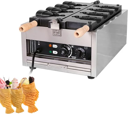 Miniatura 12 de Taiyaki - Plancha para hacer gofres de pescado, máquina eléctrica Taiyaki, máquina para hacer gofres de mermelada o helado de uso comercial