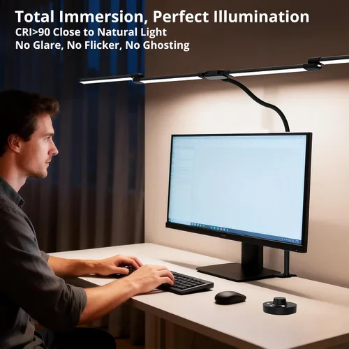 Miniatura 6 de Lámpara de escritorio, lámparas de escritorio con abrazadera para el hogar y la oficina, lámpara de mesa de cuello flexible de 24 W, lámpara