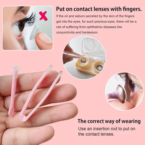 Miniatura 3 de Herramienta de inserción y extracción de lentes de contacto suave, pinzas con punta suave, juego de estuche de herramientas portátil para lentes