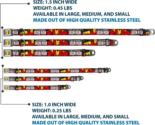 Miniatura 3 de buckle-down 9 – 15" "ima-iron Hombre Face Rojo/Amarillo" Perro Collar