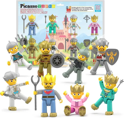 Miniatura 9 de Picasso Toys - Figuras de acción magnéticas de personajes de 4 piezas de astronauta para bloques de construcción, juego de juguetes para niños