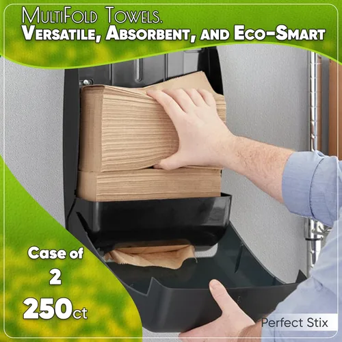 Miniatura 7 de Toallas de papel Kraft MultiFold - Paquete de 2-250 ct. Total de 500 toallas