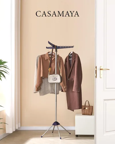 Miniatura 8 de CASAMAYA Tendedero de Ropa Plegable, Tendedero de Ropa con Trípode de 59 Pulgadas para Interiores con Riel Giratorio para 27 Piezas de Ropa, Ahorro