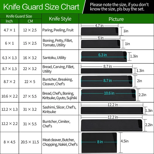 Miniatura 2 de 20 piezas de juego de protectores universales para filo de cuchillo, funda de cuchillo sin BPA, fundas protectoras para cuchillos forradas de 20