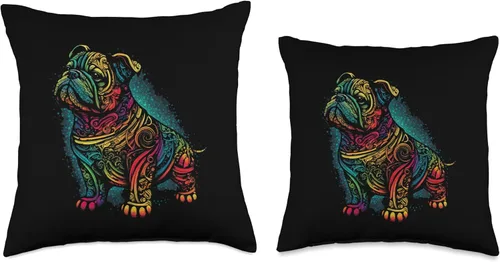 Miniatura 3 de English Bulldog Lovers Dog Lover - Almohada colorida de Bulldog inglés para hombre, 16 x 16 pulgadas, multicolor